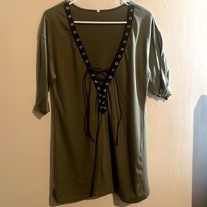 Lace up short dress